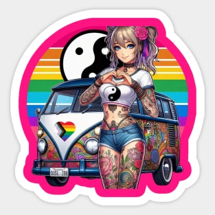 Kawaii, Anime Girl, Pride Flag Anime | Catsie Cat Sticker